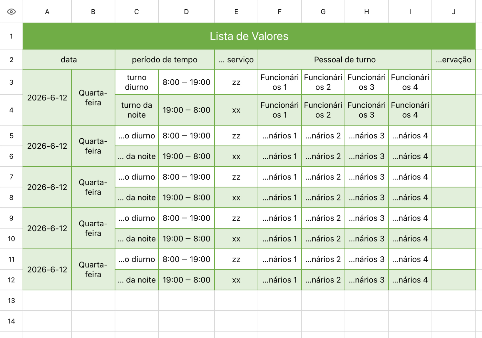 Lista de Valores 1